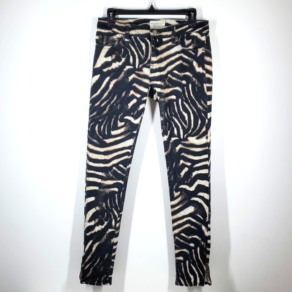 Denim & Supply Ralph Lauren Zebra Print Skinny Jeans Women 27 NWOT